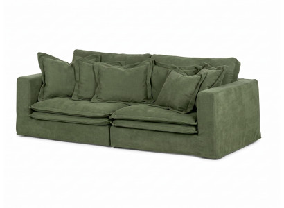 Grünes 4-Sitzer-Sofa aus Stoff Polstersofa mit Kissen Wohnzimmermöbel