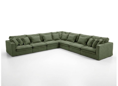 Stoff-Ecksofa in L-Form, grün großes 13-Sitzer-Sofa luxuriös Polstermöbel
