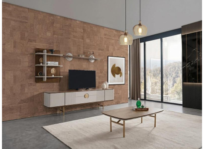 TV-Möbel Obere Ablage Regal Couchtisch beige braun modern