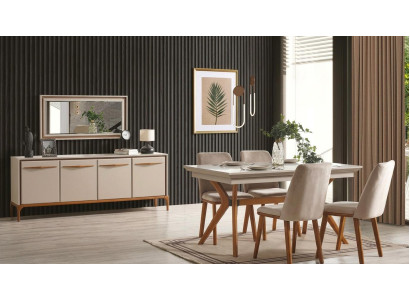 Tisch Konsole Spiegel Wohnzimmer Stil modern Farbe beige Rechteckig