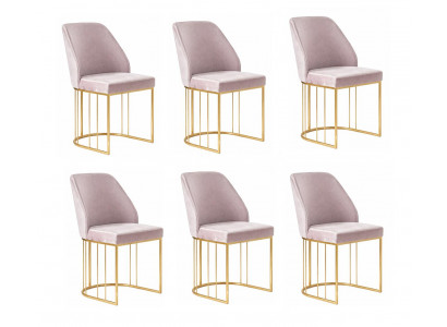 Stuhl Set 6x Stühle Rosa Moderner Stil Komfortabel Schick Luxuriös