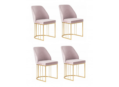 Stuhl Set 4x Stühle Rosa Moderner Stil Komfortabel Schick Luxuriös