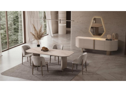 Tisch Stuhl Sideboard Spiegel beige moderner Stil neu