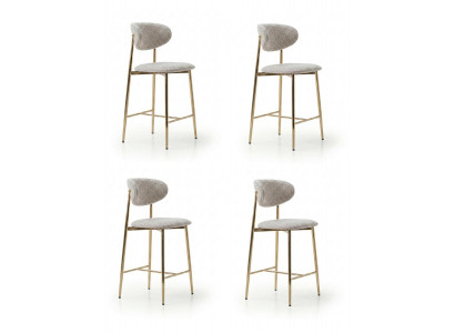 4x Barhocker Lang Praktisch Stilvoll Bequem Weiß Gold