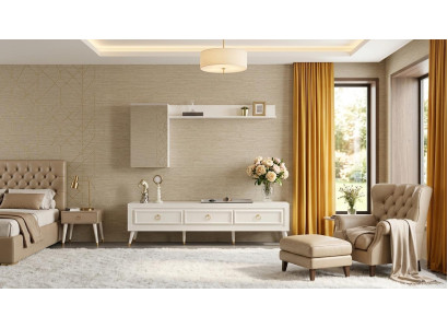 Wohnwand Schrank Wohnzimmer Stil modern Farbe weiß neu praktisch
