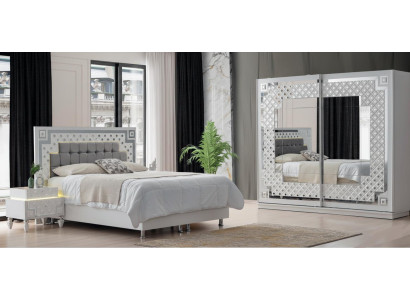 Elegante Schlafzimmer Garnitur Bett 2x Nachtkonsolen Frisiertisch