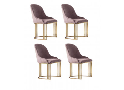 Stuhl Set 4x Stühle Rosa Moderner Stil Komfortabel Schick Luxuriös