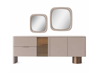 Esszimmer Modern Set Sideboard mit 2x Spiegel  Luxuriöses Einrichtung