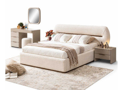 Schlafzimmer Bett Komplett 2x Nachttische Luxuriöses Schminktisch Set 6tlg