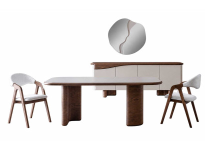 Design Esstisch mit 2x Stühle Esszimmer Luxusmöbel Moderner Komplettes