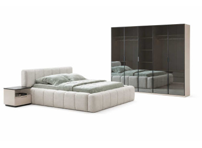 Schlafzimmer Set Bett Komplettes 2x Nachttische Luxuriöser Kleiderschrank