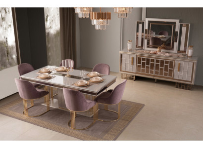 Esszimmer Set Esstisch 6x Stühle Moderner Stil Schick Komfortabel