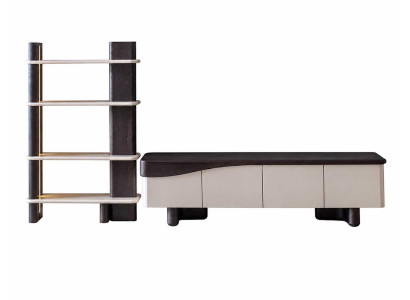 Wohnzimmer Wohnwand Komplett Set TV-Lowboard mit Bücherregal