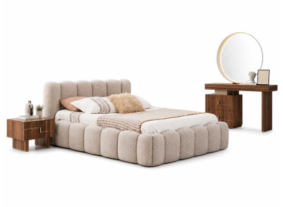 Schlafzimmer Bett+Nachttische Moderner Set Schminktisch mit Spiegel