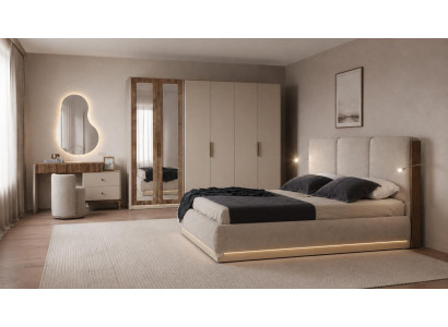 Premium Edel Schlafzimmer Set Bett Stilvoll Schrank Frisiertisch Holz