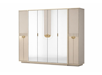 Exklusiver Beiger Kleiderschrank Schlafzimmerschrank Holzmöbel