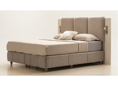 Bett mit Kopfteil Bequem Stilvoll Beige Geräumig Weich Beleuchtet USB