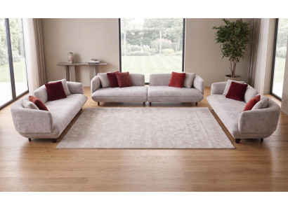 Hellgraue Couchgarnitur Designer 4-Sitzer Sofa Edle 3-Sitzer Couch