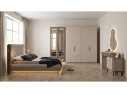 Premium Edel Schlafzimmer Set Bett Elegant Schrank Frisiertisch Holz