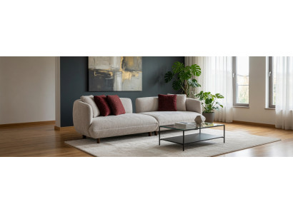 Hellgraues Stoffsofa Exklusiver 4-Sitzer Wohnzimmer Polstercouch
