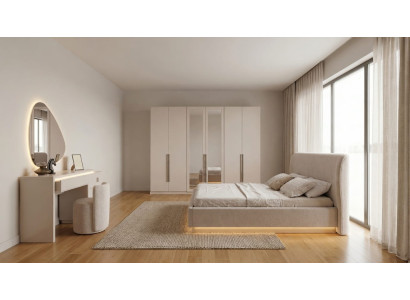 Elegant Luxus Schlafzimmer Set Bett Schrank Schminktisch Modern Hocker