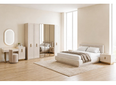 Stilvoll Luxus Schlafzimmer Set Beige Schrank Nachttisch Schminktisch
