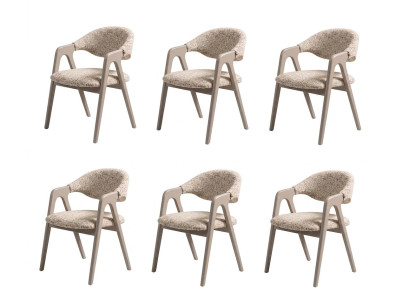 Elegante Stuhlgruppe Beige Holzgestell Textil Polster Komfortabel