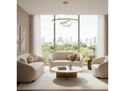 Beiges Wohnzimmer-Set 3+2+1-Sitzer-Sofas Hochwertige Polstersofas