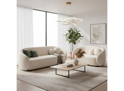 Modernes beiges Wohnzimmer-Set 3+2-Sitzer-Sofas Sessel Polstermöbel