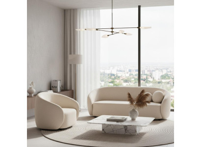 Stilvolles beiges Wohnzimmer-Set 3+1-Sitzer-Sofas minimalistisches Design