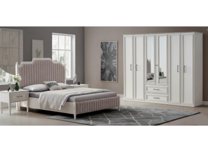 Stilvolles Doppelbett Designer Nachttische Robuster Kleiderschrank