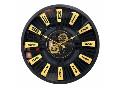 Wanduhr Weltkarte Steampunk Metall Glas Zahnrad Vintage Deko Loft Uhr