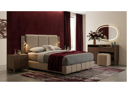 Schlafzimmer-Set Bett Kopfteil 2x Nachttische Kommode