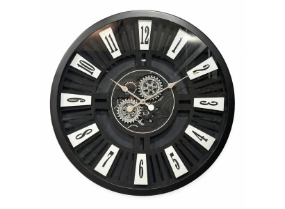 Schwarze Metall Wanduhr Zahnrad Glas Ziffern Modern Loft Designer Wanduhr Uhr