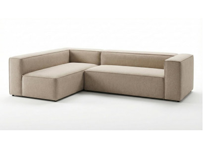 Beiges L-förmiges Ecksofa bequemes Stoffsofa minimalistisches Design