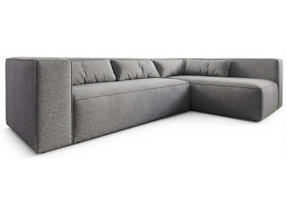 Graues L-förmiges Ecksofa großes Stoffsofa Wohnzimmermöbel modern
