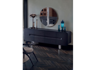 Esszimmer Set Sideboard Spiegel Dunkel Marmor Design Luxus