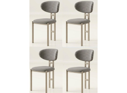 Stühle-Set 4x Stuhl Modern Stoff Komfortabel Braun Weich Bequem