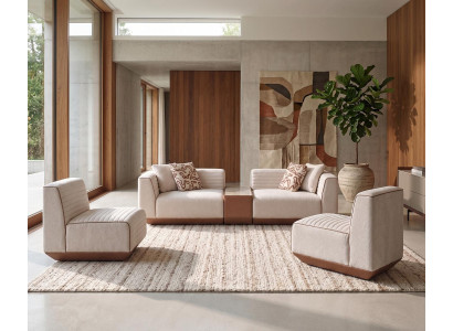 Stilvolle Beige Sofagarnitur Exklusiver 3-Sitzer 2x Loungesessel
