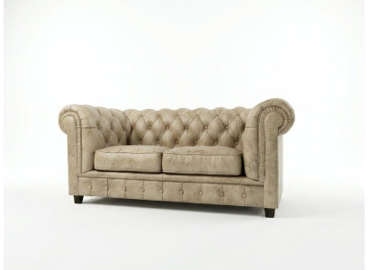 Beiges 2-Sitzer-Sofa klassisches Chesterfield-Sofa gestepptes Sofa Wohnzimmer