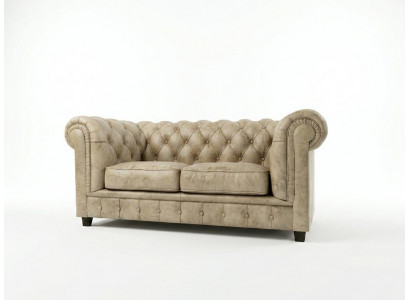 Beiges 2-Sitzer-Sofa klassisches Chesterfield-Sofa gestepptes Sofa Wohnzimmer