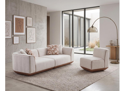 Moderne Stoffgarnitur Designer Polster 3-Sitzer Exklusiver Sessel