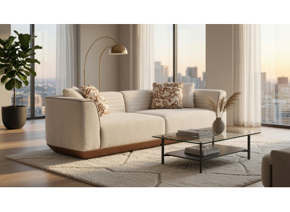 Beiger Polster 3-Sitzer Wohnzimmer Designer Textilsofas Edle Möbel