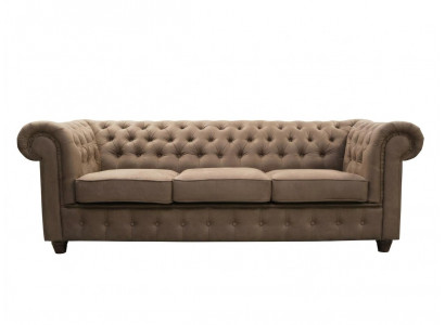 Braunes 3-Sitzer-Sofa aus Stoff  klassisches Sofa  Chesterfield Polstermöbel