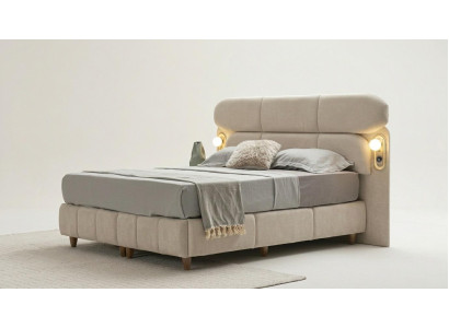 Bett mit Kopfteil Bequem Stilvoll Beige Geräumig Weich Beleuchtet USB