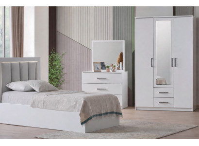 Stilvolles 3 tlg. Jugendzimmer-Set Bett, Kleiderschrank, Schminktisch