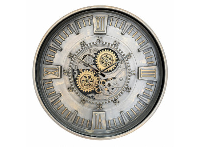Wanduhr Vintage Hell Gold Zahnräder Mechanisch Industrial Dekor Uhr