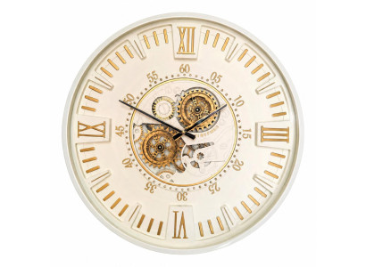 Wanduhr Hell Vintage Gold Zahnräder Mechanisch Industrial Dekor Neu
