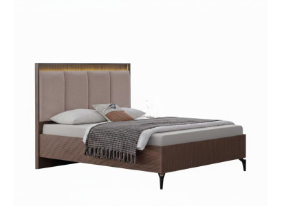 Elegantes Braunes Doppelbett Schlafzimmer Polsterbetten Bettgestell