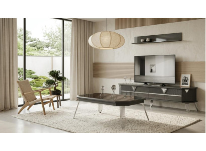 Tisch Wohnzimmer Stil modern schwarz rechteckig Metall TV Möbel Konsole